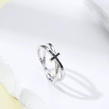 Cross Rings 925 Sterling Silver for Women Christian Religious Jewelry Faith Gifts for Mom Wife Girlfriend Her - color: White-4