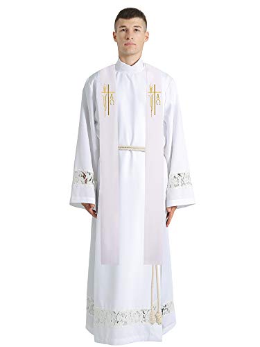 IvyRobes Alpha Omega Overlay Stole Wedding Clergy Stole 90" Long-4 Colors Available - color: White