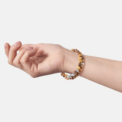 Logos Trading Post Olive Wood Catholic Rosary Bracelet from the Holy Land - style: OW & Silver w/ Virgin Mary
