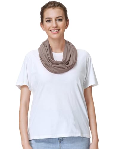 Lina & Lily Premium Modal Jersey Knit Women's Infinity Scarf Loop Lightweight - color: Khaki