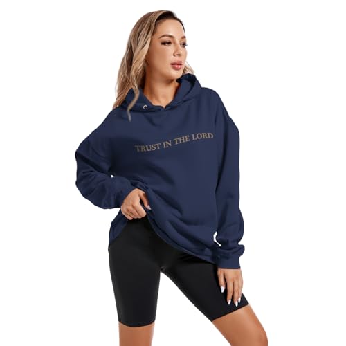 Tuislay Trust In The Lord Hoodie Christian Sweatshirts Women - color: Navy Blue, size: Large
