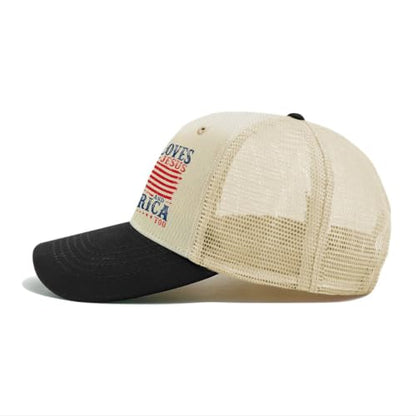 She Loves Jesus and America Too Hats for Womens Soft Washed Distressed Baseball - color: She Loves Jesus and America Toooff-white With Black Eaves3