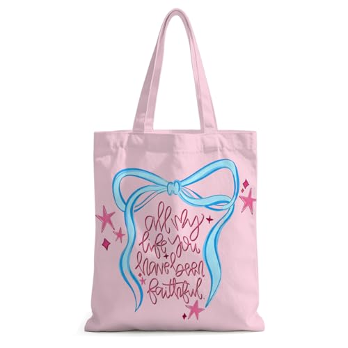Religious Canvas Tote Bag Tote Bag for Women Christmas Birthday Canvas Bags for Shopping Beach Grocery - color: Lifefaithful