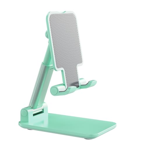 Phone Stand for Desk, Cell Phone Holder Cute Smart Cellphone Stand Foldable Stands Compatible with Under 8" Devices, Office Accessories, Pink - color: E-Green