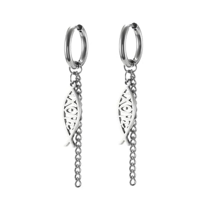 Ichthus Fish Dangle Earrings Ichthus Cross Earrings Christian Jesus Fish Earrings Religious Jewelry Christian Symbols Accessories Gift for Women - color: Jesus Fish silver