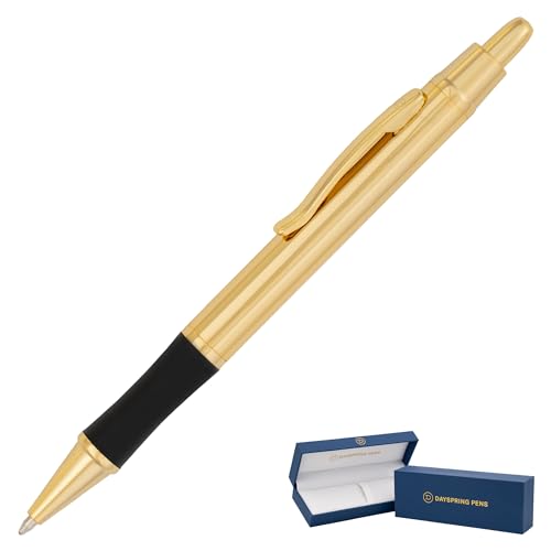 Dayspring Pens Monroe Click Action Metal Ballpoint Pen in 18K Gold Finish - color: Gold, style: Non Customized