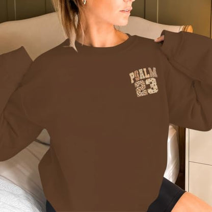 BeWithYou Christian Sweatshirts for Women Psalm 23 Sweatshirt Jesus Faith Long Sleeve Shirt Bible Verse Graphic Pullover Tops - color: Brown, size: X-Large
