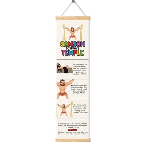 Samson Strength Banner, Church Banner, Christian Rustic Hanging Door Flag, Farmhouse Decorations Outdoor Indoor, Church Activity Decor, Bible Lesson, Scripture and Words Decorations - color: Style 22