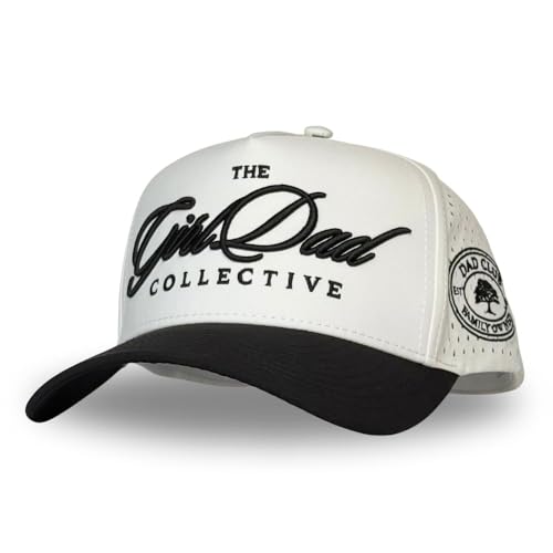 CITRUSY Athletic Trucker Golf Hat | Performance Mens 5 Panel Cap | Cool Breathable Waterproof Workout Running Snapback - color: Girl Dad | Black
