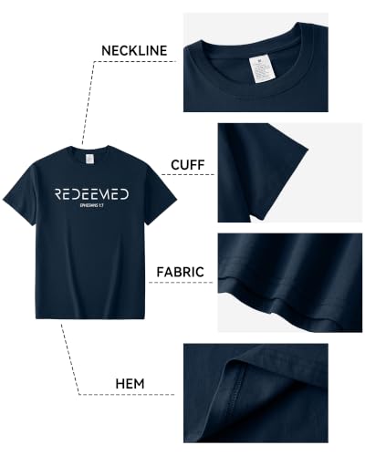Aiyino Men's Redeemed Christian T-Shirt Graphic Tee 100% Cotton - color: Navy, size: Small