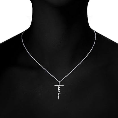 PRAYMOS Faith Cross Necklace for Women 925 Sterling Silver Pendant Necklace With Birthstone Initial Christian Religious Confirmation Baptism Mothers Day Gifts - color: Bestseller-Silver