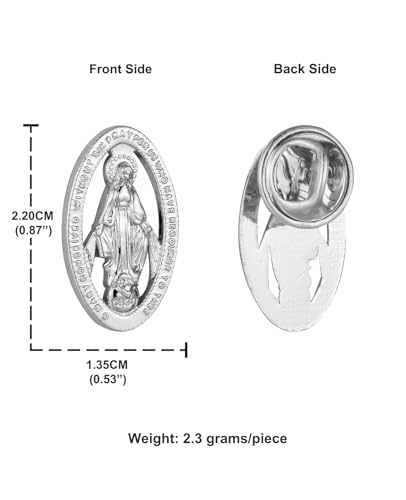 Cottvott Holy Spirit Enamel Dove Lapel Pins/Holy Chalice Pins Catholic Crucifix Jesus Cross Lapel Pins Religious Brooches Women Men Christian Party Favors - color: 5pcs-our lady of grace-silver color