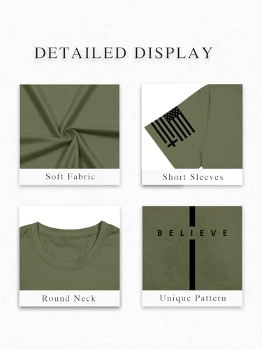 Eatbook Christian Shirts for Men Faith Over Fear Religious Tshirt - color: Armygreen, size: X-Large