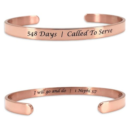 Missionary Bracelet 548 Days | Called to Serve Scripture Cuff Stainless Steel Adjustable Christian Faith Jewelry for Women - color: Rose Gold
