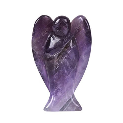 Justinstones Carved Amethyst Gemstone Peace Angel Pocket Guardian AngelHealing Statue 2 inch - color: Amethyst