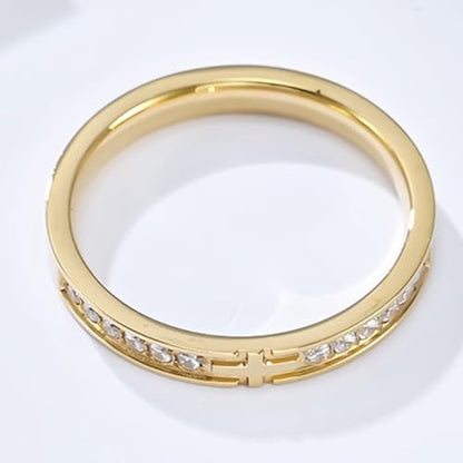 Jude Jewelers 3mm Stainless Steel Christian Cross Eternity Style Stacking Wedding Band Ring - color: Gold