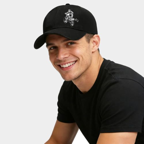 Baseball Cap for Men Cotton Baseball Hat Black Snapback Hats for Men - color: Awesome Bike