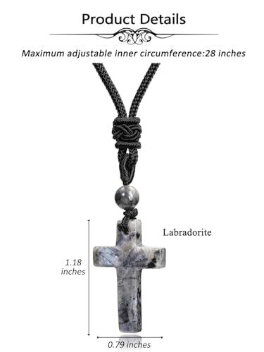 Top Plaza Healing Crystal Cross Necklace for Men - color: Labradorite