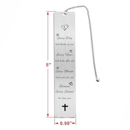 Jzxwan Christian Bookmark, Christian Birthday Baptism Gift for Women Men - color: God Love You