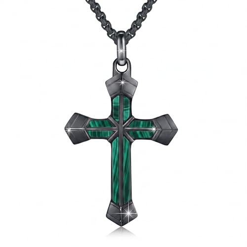 Cross Necklace for Men 925 Sterling Silver Cross Ebony Wooden Ankh Raven Praying Hands Crucifix Amulet Religious Jewelry Gifts for Men Women - color: Cross5