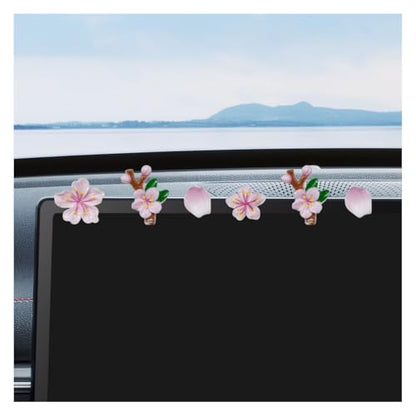 5PCS Peach Blossoms Car Dashboard Decoration (Pink) - color: Pink