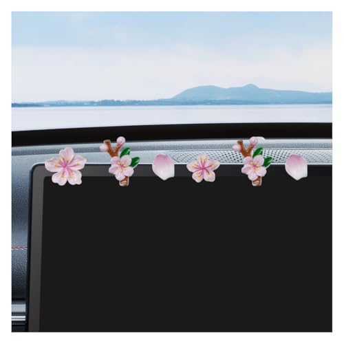 5PCS Peach Blossoms Car Dashboard Decoration (Pink) - color: Pink