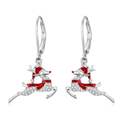 Dorunmo 925 Sterling Silver Dangle Drop Earrings for Women Holiday Earrings Hypoallergenic Halloween Christmas Jewelry Festival Gifts for Women - style: Christmas-Reindeer-01