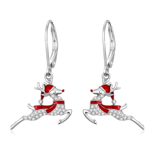 Dorunmo 925 Sterling Silver Dangle Drop Earrings for Women Holiday Earrings Hypoallergenic Halloween Christmas Jewelry Festival Gifts for Women - style: Christmas-Reindeer-01