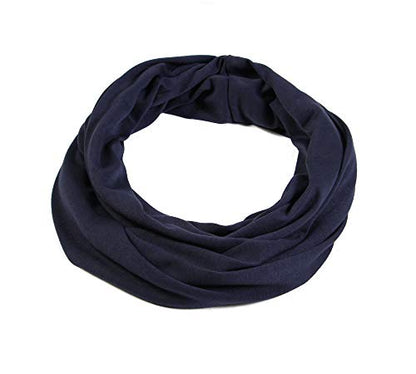 Super Soft Cotton Blend Lightweight Solid Color Multi Loop Infinity Scarves - color: Navy