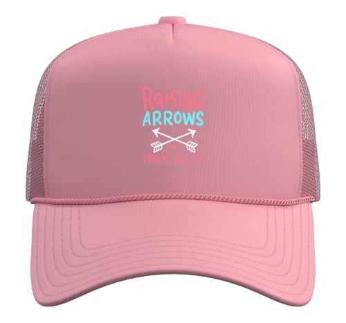Raising Arrows - Christ Christian Psalm Bible Verses Trucker Hat with Adjustable Mesh Back - color: Pink