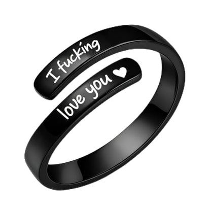 Faith Over Fear Cross Inspirational Rings for Women Daughter, Christian Blessed Hope Love Encouragement Rings Adjustable Open Tiny Purity Wrap Thumb Cross Ring Jewelry Graduation Cocktail Party - color: Fcking Love You Black