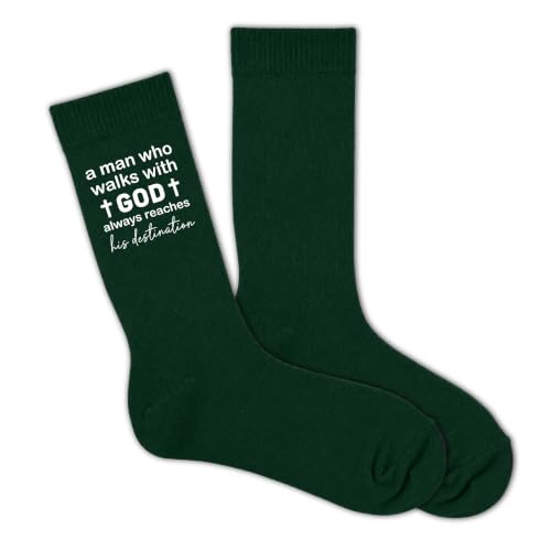 Christian Socks for Men Biblical Gifts for Dads Grandpa Husband - color: Dark Green
