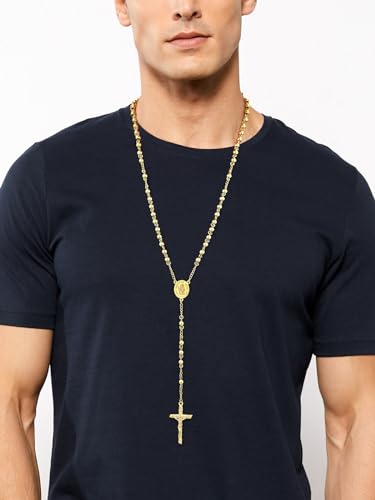 Supcare Rosary for Men Women Catholic Necklace Rosary Beads Customized - color: E03-Christopher Yellow