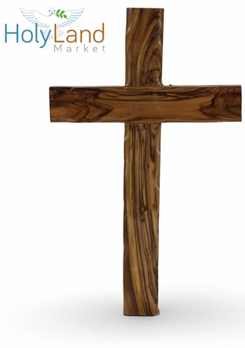 Holy Land Market Hand Carved Olive Wood Wall Cross 10 Inch - size: 10"L x 6"W
