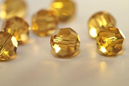 100pcs Adabele Austrian 4mm (0.16 Inch) Small Faceted Round Crystal Beads Amber Yellow Compatible with Swarovski Crystals Preciosa - color: Amber Topaz/Yellow, size: 4mm Small (100pcs)