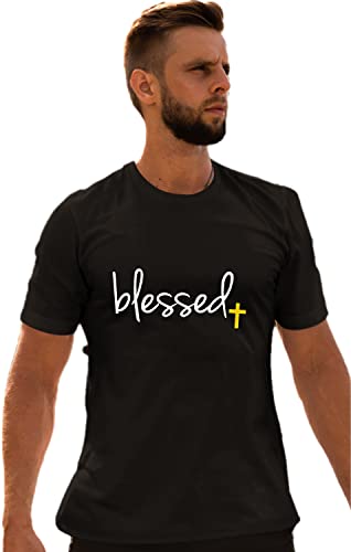 Go All Out Adult Blessed Cross Jesus Christian Gift T-Shirt - color: Black, size: X-Large
