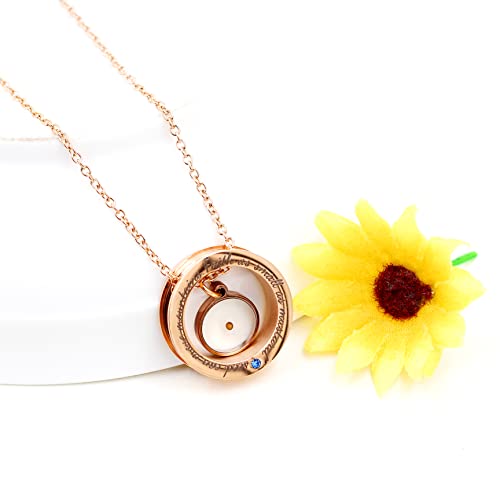 Uloveido Christian Circle Round Ring Necklace Engraved Faith As Small As A Mustard Seed Can Move Mountains Y958 - style: Blue CZ-round-rose gold