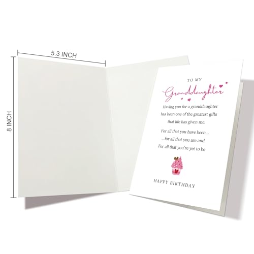 Nchigedy Happy Birthday Cards for Granddaughter, Granddaughter Poem Birthday Card, Granddaughters Bday Card from Grandma Grandpa - color: #18