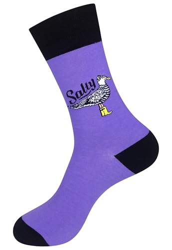 FUNATIC Socks with Funny and Profane Sayings, Sarcastic Gift for Men Women - color: Salty Seagull