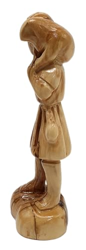 Zuluf Hand-Carved Olive Wood Good Shepherd Jesus with Lamb - Authentic Bethlehem Craftsmanship | Premium Religious Décor 5.7 INCHES FIG016
