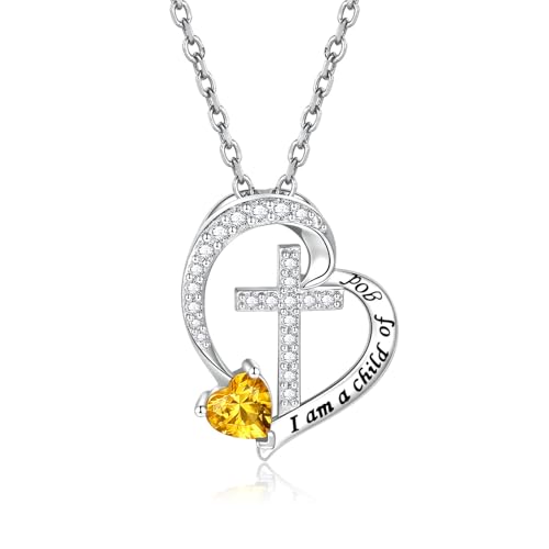 MANBU Sterling Silver Cross I am a Child of God Necklace for Girls - style: 11-November
