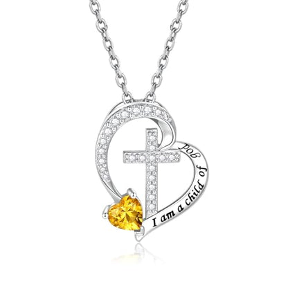 MANBU Sterling Silver Cross I am a Child of God Necklace for Girls - style: 11-November