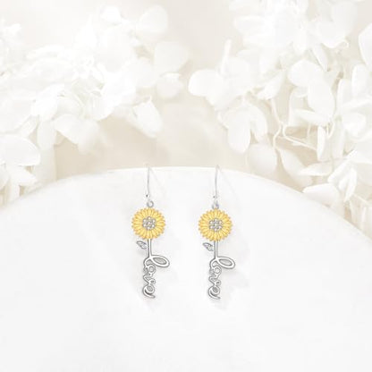 POPLYKE Faith Cross Flower Stud Earrings for Women Sterling Silver Dangle Earring Jewelry Gifts for Women Mom Wife - style: Love