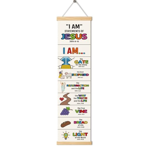 Christian Wall Poster, I am statements of Jesus Poster, Door Hanging Decors, Bible Verse Lesson Tool, Bible Verse Home Decor, Living Room Decor, Family Hanging of Scripture and Words Decorations 05 - color: Style 5