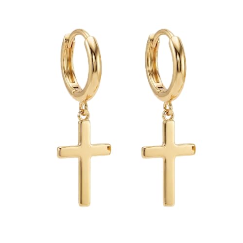 FETTERO Cross Dangle Earrings for Women Men Small Huggie Hoop Earring - style: Cross