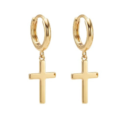 FETTERO Cross Dangle Earrings for Women Men Small Huggie Hoop Earring - style: Cross