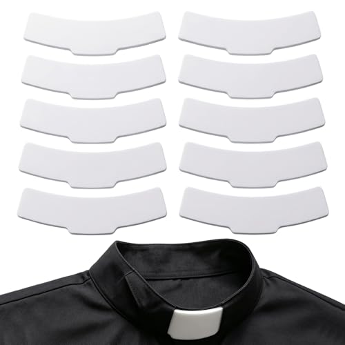 10PCS Clergy Shirt Insert Tab Collars White Priest Collar Tabs for Men and Women Soft Foam Waterproof Clerical Shirt Inserts for Pastors, Deacons, and Religious Ceremonies