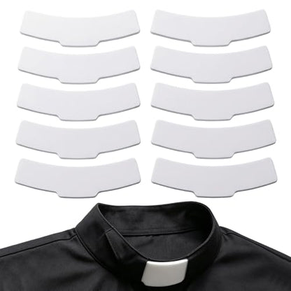 10PCS Clergy Shirt Insert Tab Collars White Priest Collar Tabs for Men and Women Soft Foam Waterproof Clerical Shirt Inserts for Pastors, Deacons, and Religious Ceremonies