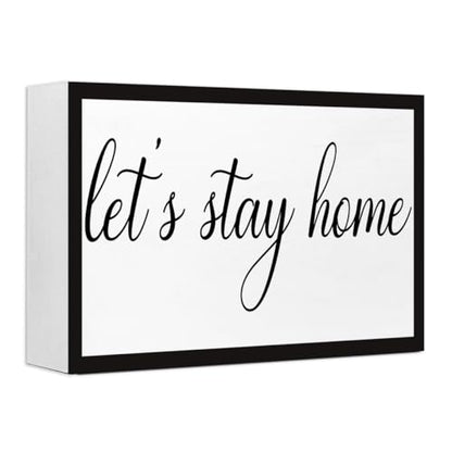 Let is Stay Home Sign Wood Box,Funny Rustic Farmhouse Home Sign Wooden Block for Shelf Tabletop Desk Decor - style: Let is Stay Home