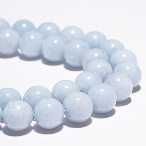 10mm Natural Aquamarine Gemstone Beads Polished Round Smooth Stone Beads for Bracelets Jewelry Making 15inch Loose Beads - color: Aquamarine, size: 10mm